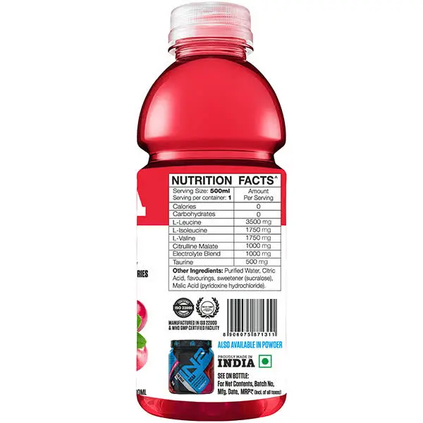 IN2 BCAA with Hydration Electrolytes Cranberry Nutrition Facts